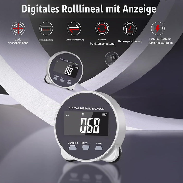 Digitales Rolllineal, Messrad Klein Digital, Elektronisches Massband mit LCD-Bildschirm, zum Messen