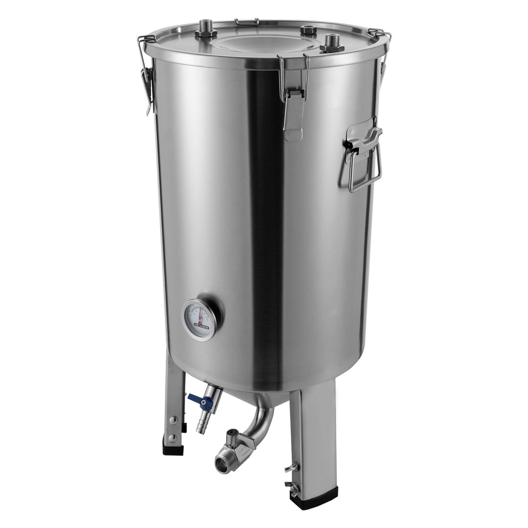 32L Edelstahl Gärbehälter Bierbrauanlage mit Kühlspirale | Bierbraugerät Braueimer-Fermenter ür Bier
