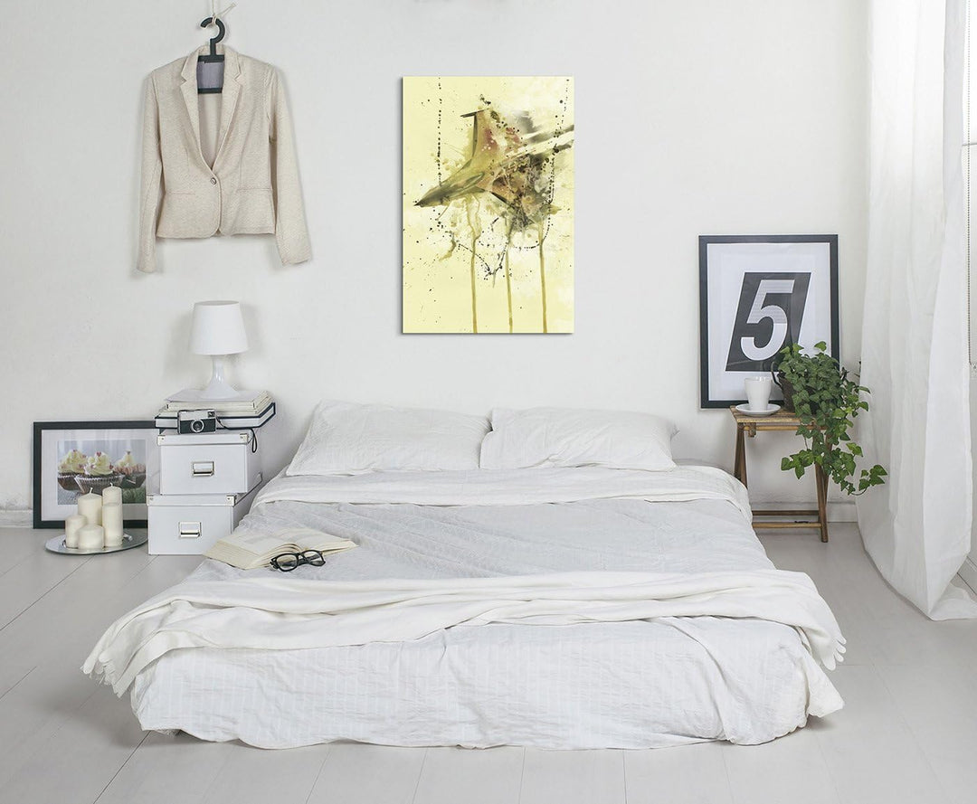 F16_Aircraft_90x60cm Splash Art Paul Sinus Aquarell, Gemälde, Kunstbild auf Leinwand