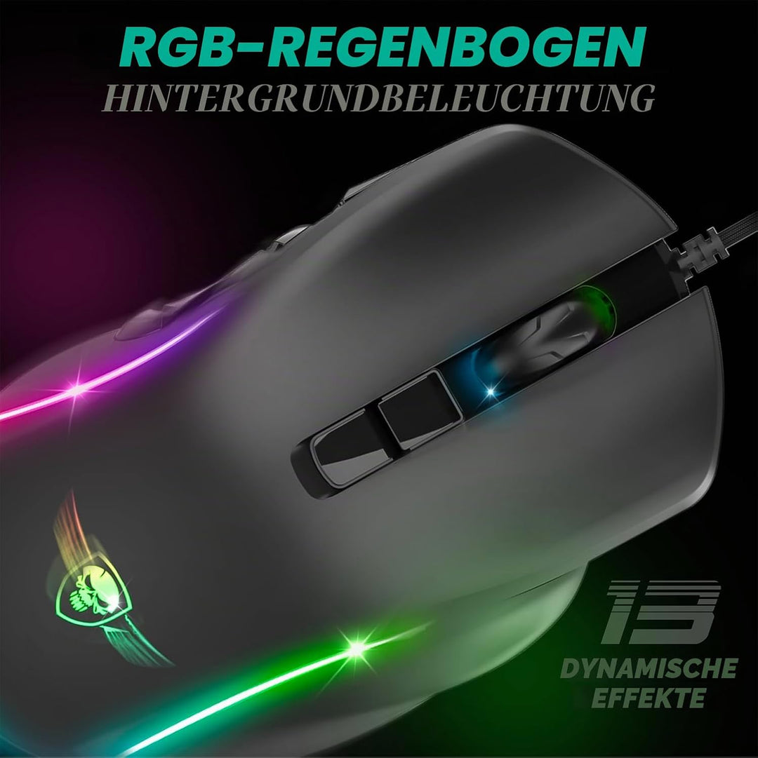 SPIRIT OF GAMER x ELITE M30 | PC Gaming Maus mit Kabel | 10 Programmierbare Tasten | Optischer Senso