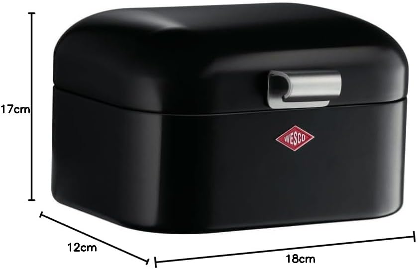 Wesco Mini Grandy Brotkasten in der Farbe schwarz, pulverbeschichtetes Stahlblech, Lüftungslöcher un