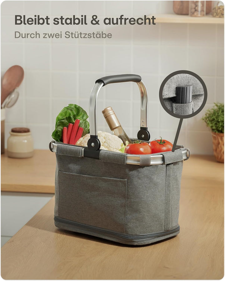 Praknu Einkaufskorb Faltbar Klein – 2 in 1 Erweiterbar 15L auf 25L – Abnehmbarer & Waschbarer Bezug