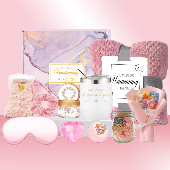 Geburtstags Geschenke set für Frauen Freundin Frau Mama Kollegin Schweste Rosa, Rosa