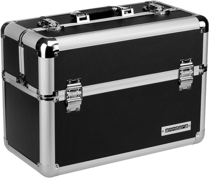 anndora® Werkzeugkoffer 24L Präsentationskoffer Etagenkoffer Schwarz + Schlüssel, Schwarz