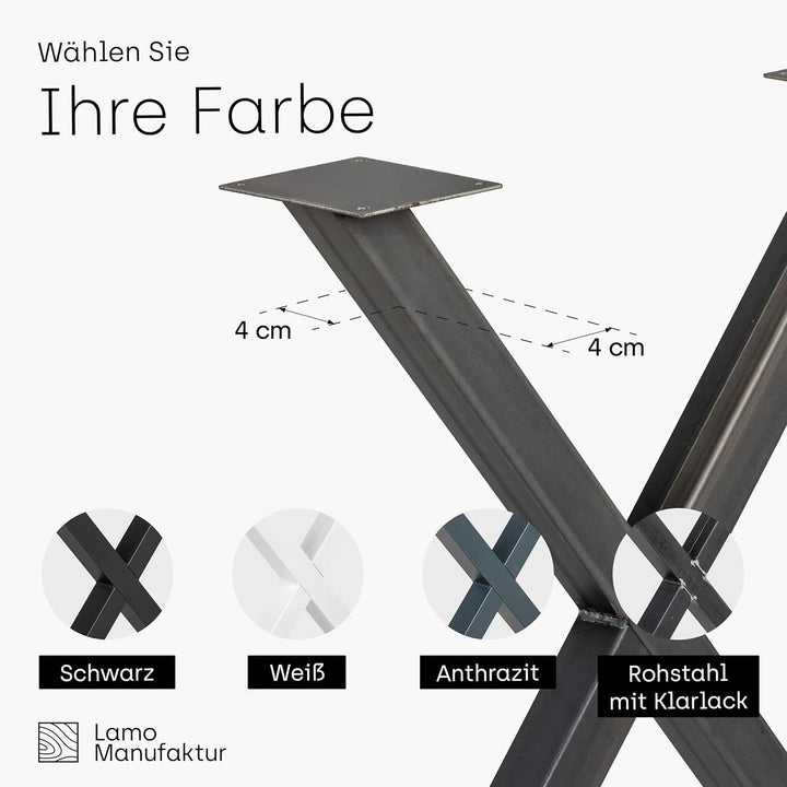 LAMO Manufaktur Tischbeine für Sitzbank, Couchtisch, Beistelltisch, Mark | Vierkantprofil 40x40 mm,