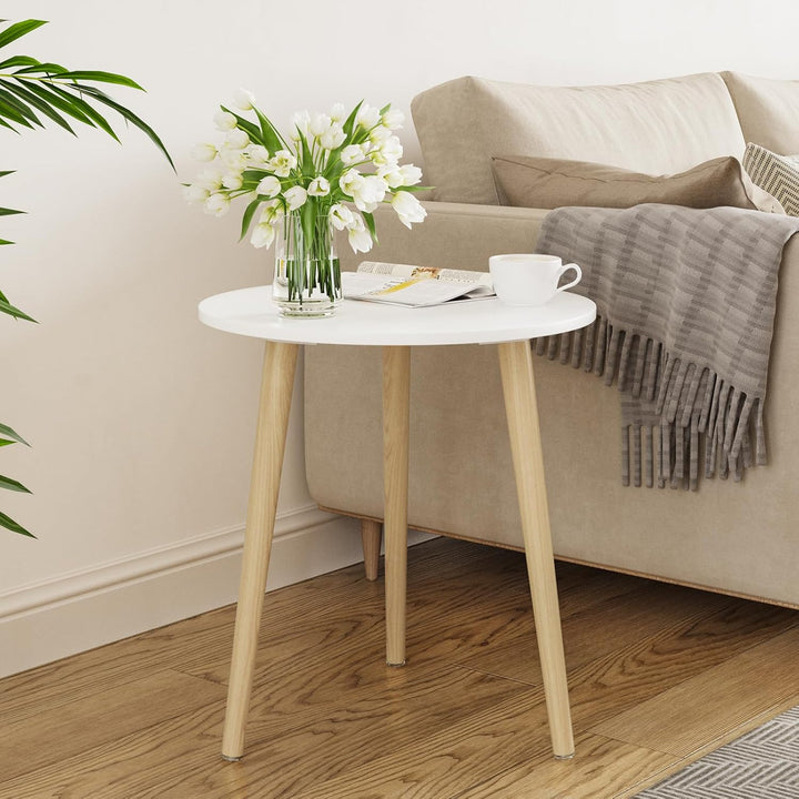 APICIZON Beistelltisch, Couchtisch rund Ø 42 cm, Höhe 51 cm, Sofatisch mit Beinen aus Massivholz, Sk