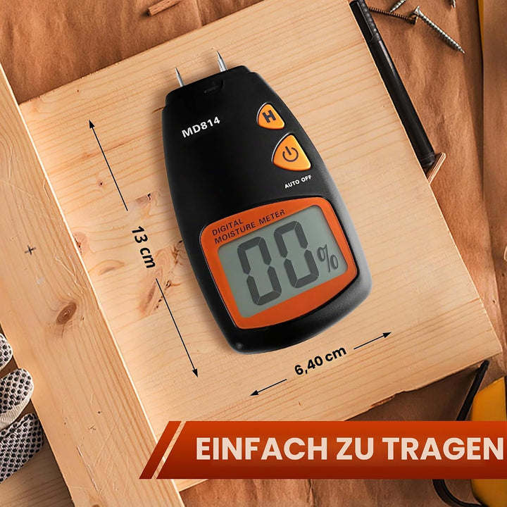 AMTAST Feuchtigkeitsmessgerät 4 Pins Holzfeuchtemessgerät, Digital Feuchtigkeitsmesser für Holz Bren