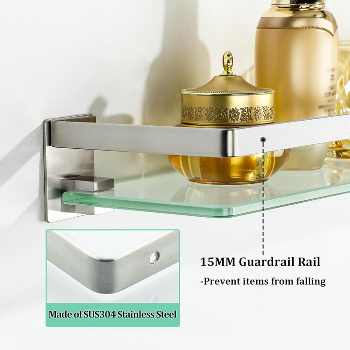 SAYAYO Duschablage Duschregal Edelstahl Glasregal Badezimmer Regal Gebürstet Shower Shelf Shampoo Ha