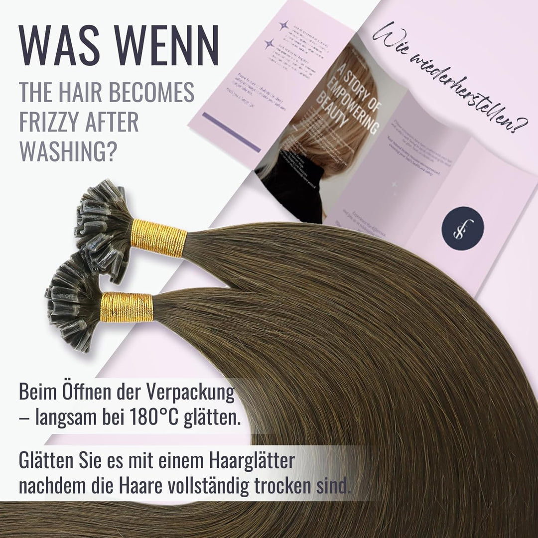 Fshine Extensions Echthaar Bondings 55cm Menschliches Haar Farbe Dunkelste Braune 50g 1g Pro Strähne
