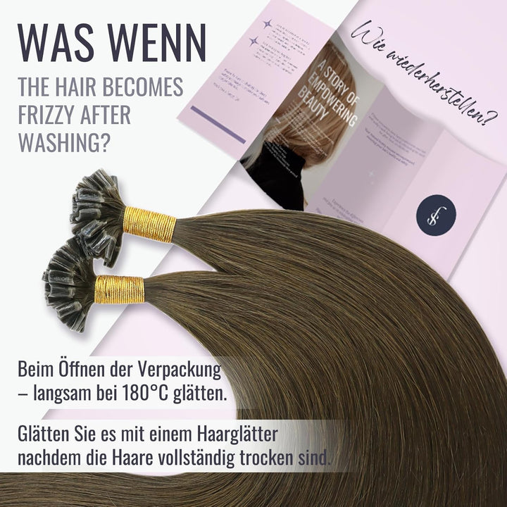 Fshine Extensions Echthaar Bondings 55cm Menschliches Haar Farbe Dunkelste Braune 50g 1g Pro Strähne