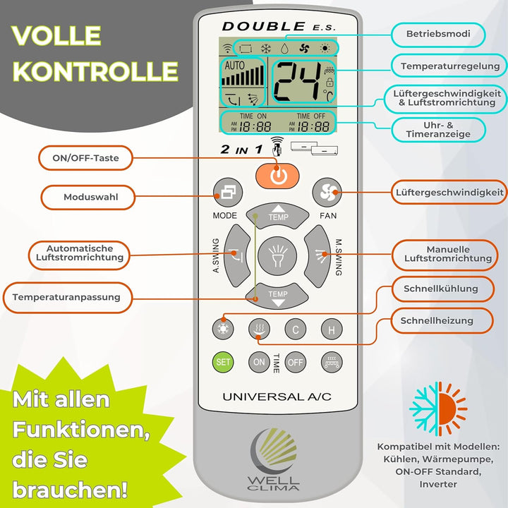 Wellclima, Fernbedienung für Ferroli, Fer Klima, Climaveneta, Starclima Sayonara, einzigartige Alter