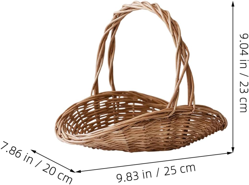 BESTonZON Picknickkorb Rattan Handgewebter Kleiner Obst und Blumenkorb mit Griff für Vielseitige Out
