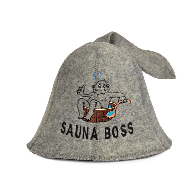Saunahut für Damen und Herren aus Filz - Sauna Boss – Grau Saunahut für Herren und Damen aus 100Proz