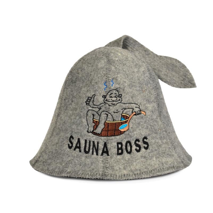 Saunahut für Damen und Herren aus Filz - Sauna Boss – Grau Saunahut für Herren und Damen aus 100Proz