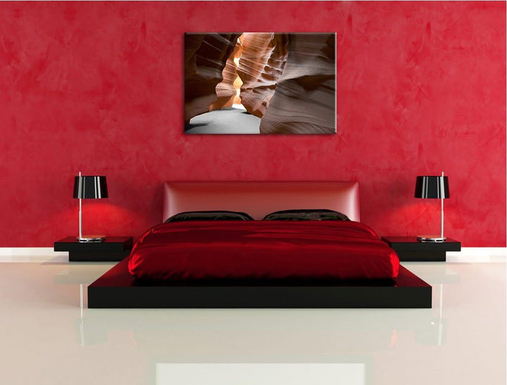 Durchgang im Antelope Canyon schwarz/weiss Format: 100x70 auf Leinwand, XXL riesige Bilder fertig ge