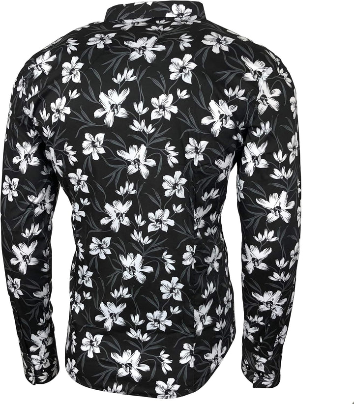 Blumen Hemden Herren Bunte Hemd Langarmhemd Muster Freizeitshemd Langarm Casual Mehrfarbig Shirt S S