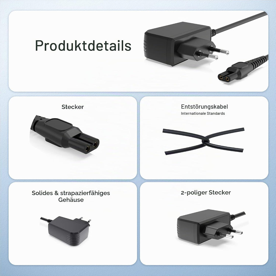 15V HQ8505 Ladegerät Kompatibel mit Philips 3000/5000/7000/9000, HC5630 HC7650 HC9450 QP6510 QP6651