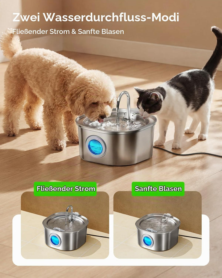 PEKTACO Katzen-Wasserbrunnen, Haustier-Wasserbrunnen für Katzen/Hunde im Innenbereich, Edelstahl-Kat