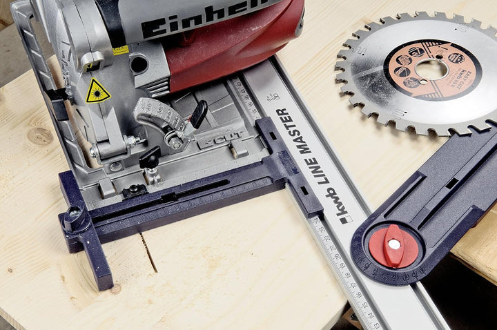 kwb LINE-MASTER Präzisionslineal 800 mm, Vorteils-Set mit Führungsschiene, Sägeführung, Winkelanschl