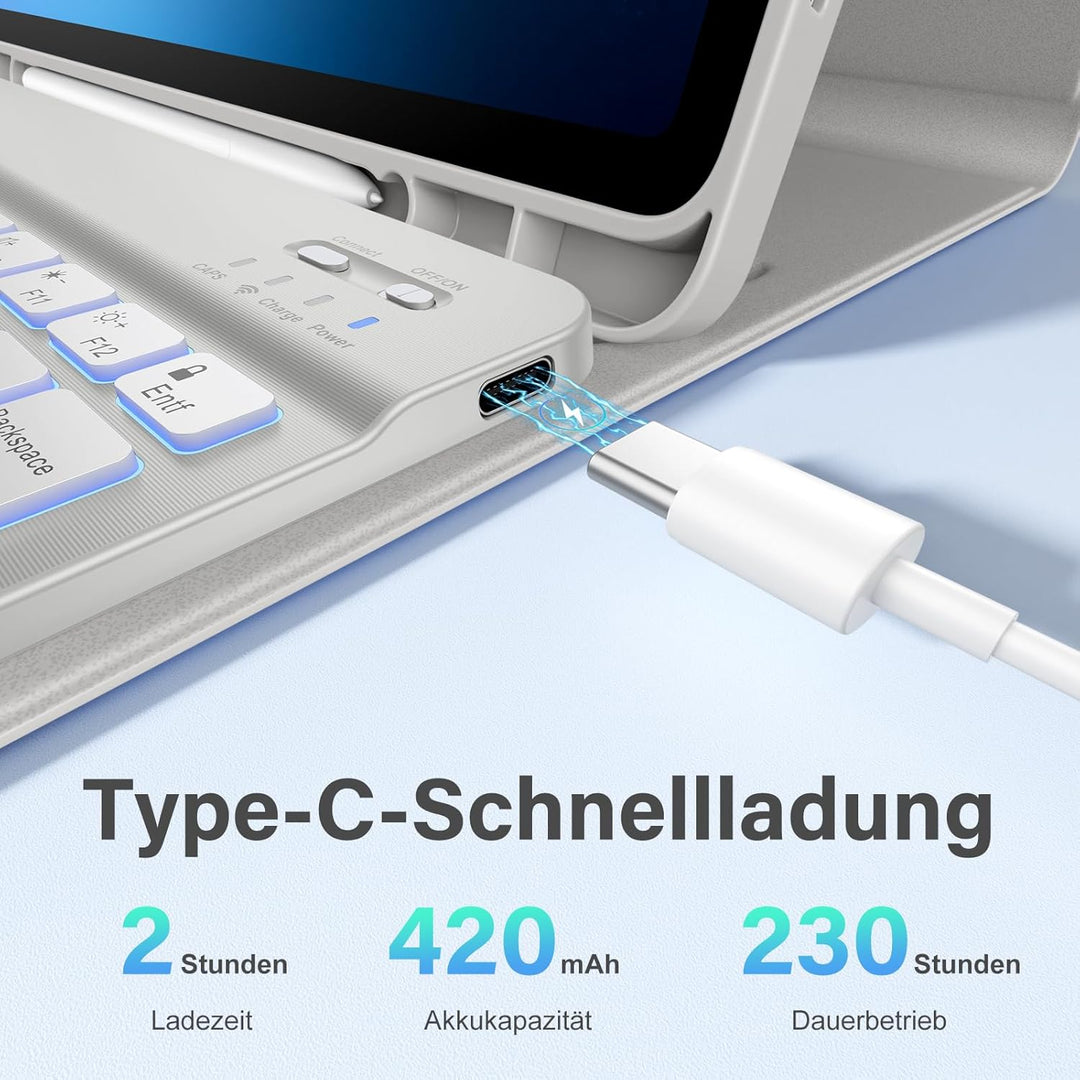 Vobafe Tastatur Hülle für Samsung Galaxy Tab S10 Lite/S10 FE/S9 FE 10.9 Zoll/Tab S9 11 Zoll, 7-Farbe