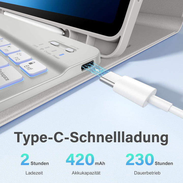 Vobafe Tastatur Hülle für Samsung Galaxy Tab S10 Lite/S10 FE/S9 FE 10.9 Zoll/Tab S9 11 Zoll, 7-Farbe