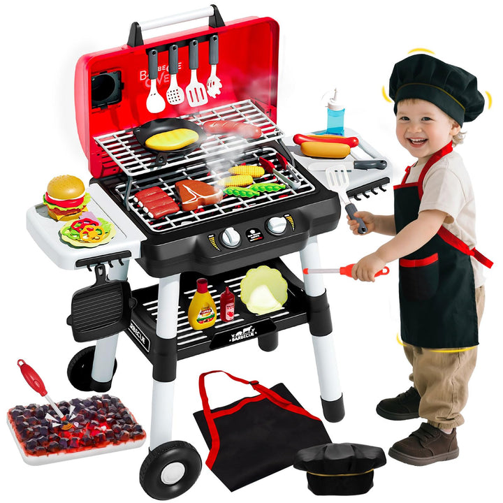 Kinder Küche Spielzeug Barbecue Grill Spielsatz Kochen Interaktives Spielzeug mit Rauch Klang Licht