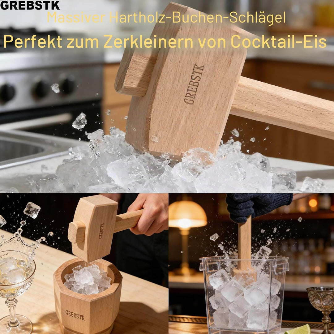 GREBSTK Holz Mallet Manuelle Eis Hammer Mallet Buche Solid Tischler Holzbearbeitung Mallet, 30cm