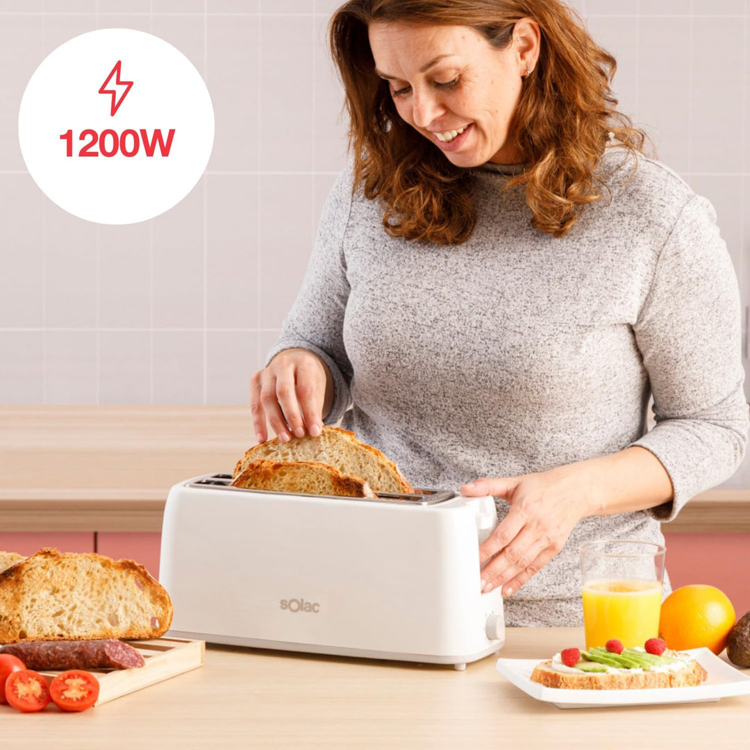Solac - Toaster Buon Giorno Double 1200W | Zwei lange Schlitze | 6-stufiger Bräunungsregler | Selbst