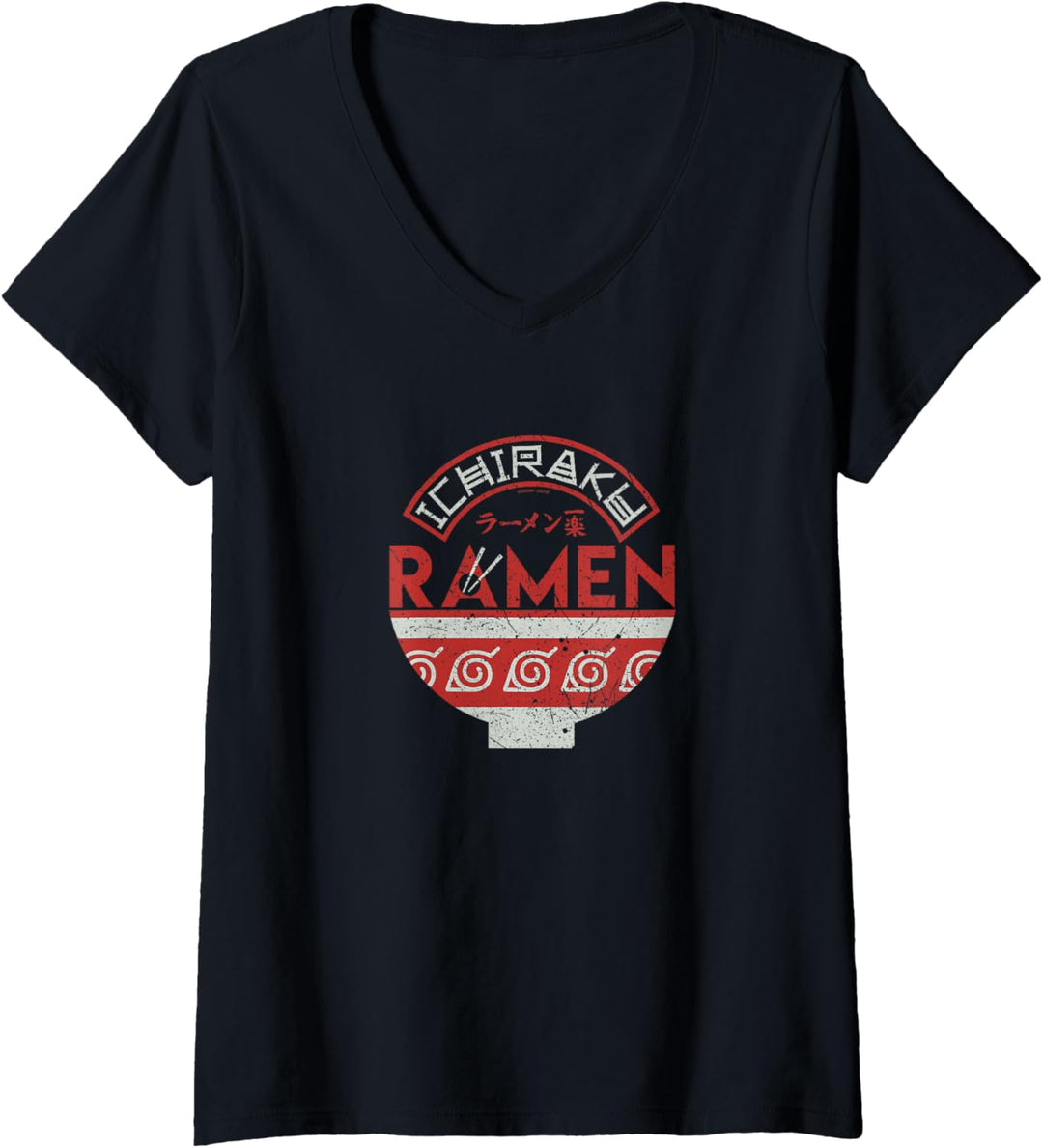 Naruto Shippuden Ichiraku Ramen 2 Color T-Shirt mit V-Ausschnitt