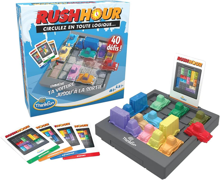 ThinkFun – Rush Hour – Logikspiel – Puzzlespiel – Stau – 40 Herausforderungen 4 Stufen – 1 Spieler o