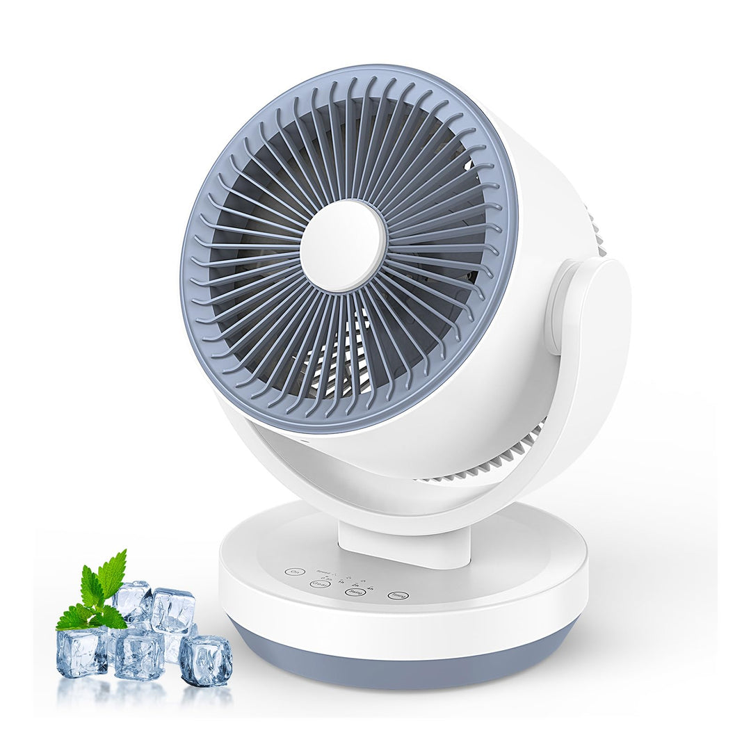 Leiser Tischventilator mit Kühlfunktion, 3 Geschwindigkeitsstufen, starker Luftstrom, 90° verstellba