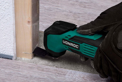 VONROC Multifunktionswerkzeug VPower 20V, 2.0Ah – Komplettset mit Akku, Schnellladegerät, Zubehör un