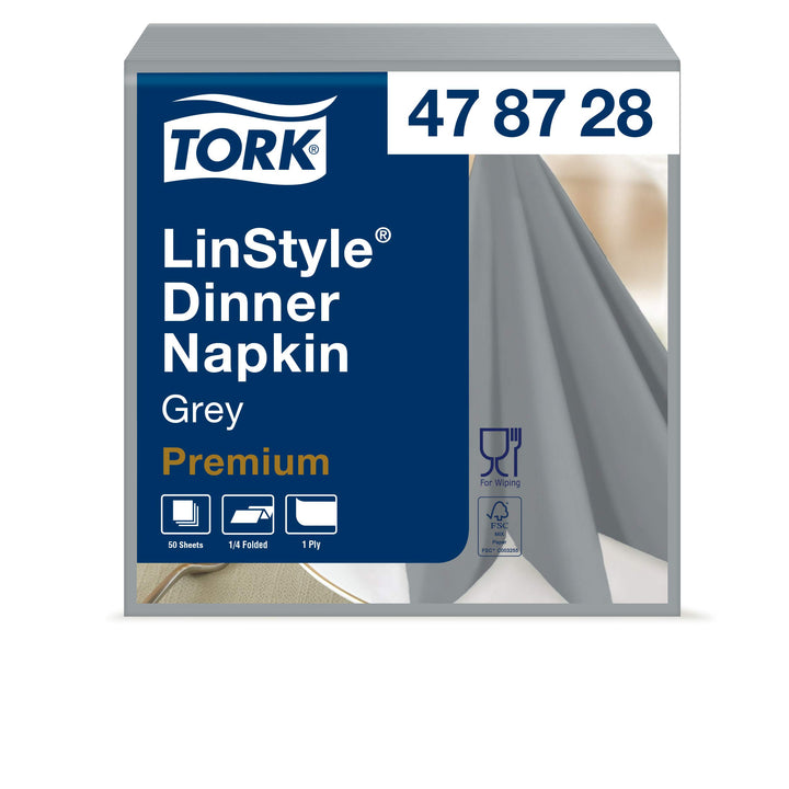 Tork 478728 Linstyle Premium Dinnerservietten Grau / Servietten stoffähnlich und saugfähig / 1-lagig