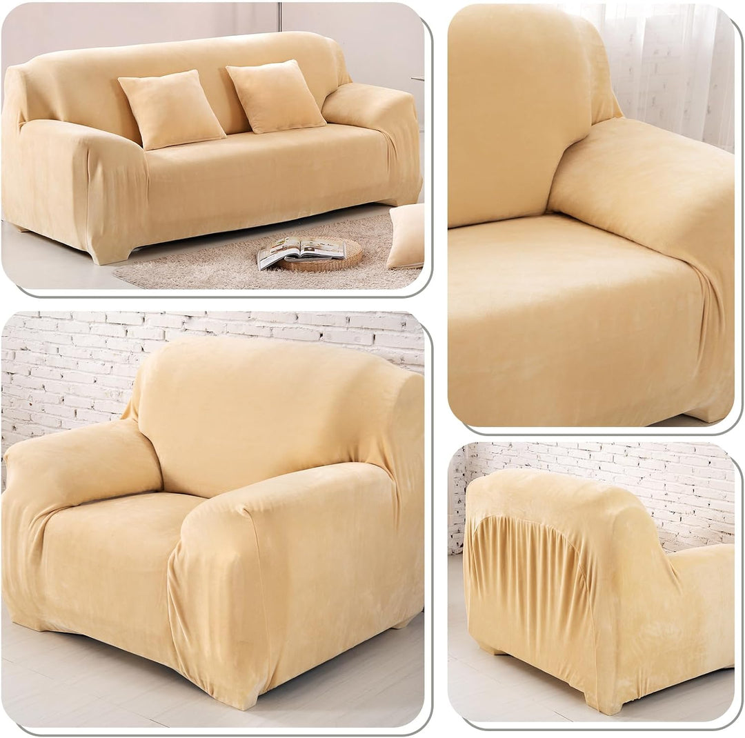 PETCUTE Sesselbezüge Elastische Sesselbezüge Dicke Sofabezüge Sofabezüge Sahne 1 Sitzer Sahne, 1 Sit