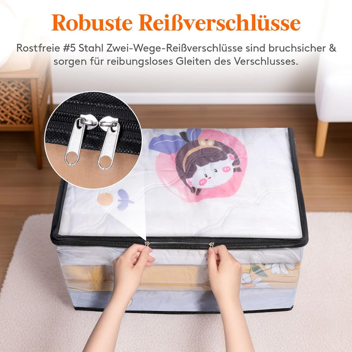 Lifewit 3er Pack Transparente Plastik Aufbewahrungstasche, 60L Kleiderschrank Organizer Aufbewahrung