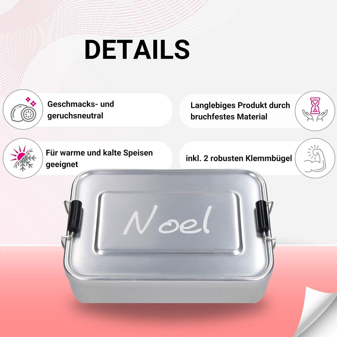 Personalisierte Brotdose 1000 ml Aluminium - Geschenkidee für Klein &amp; Gross | Brotzeitbox, Jausenbox