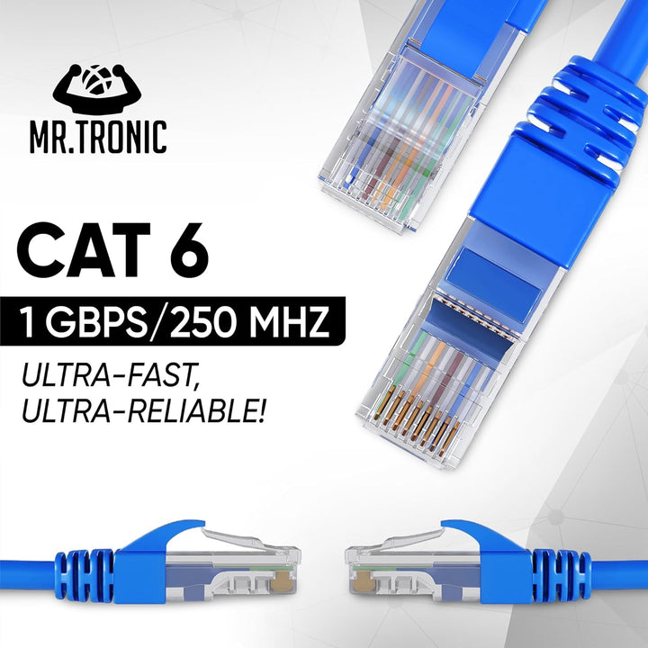 Mr. Tronic 75m Ethernet Netzwerkkabel, Cat 6 LAN Netzwerkkabel mit RJ45 Anschlüssen für schnelle &amp; z