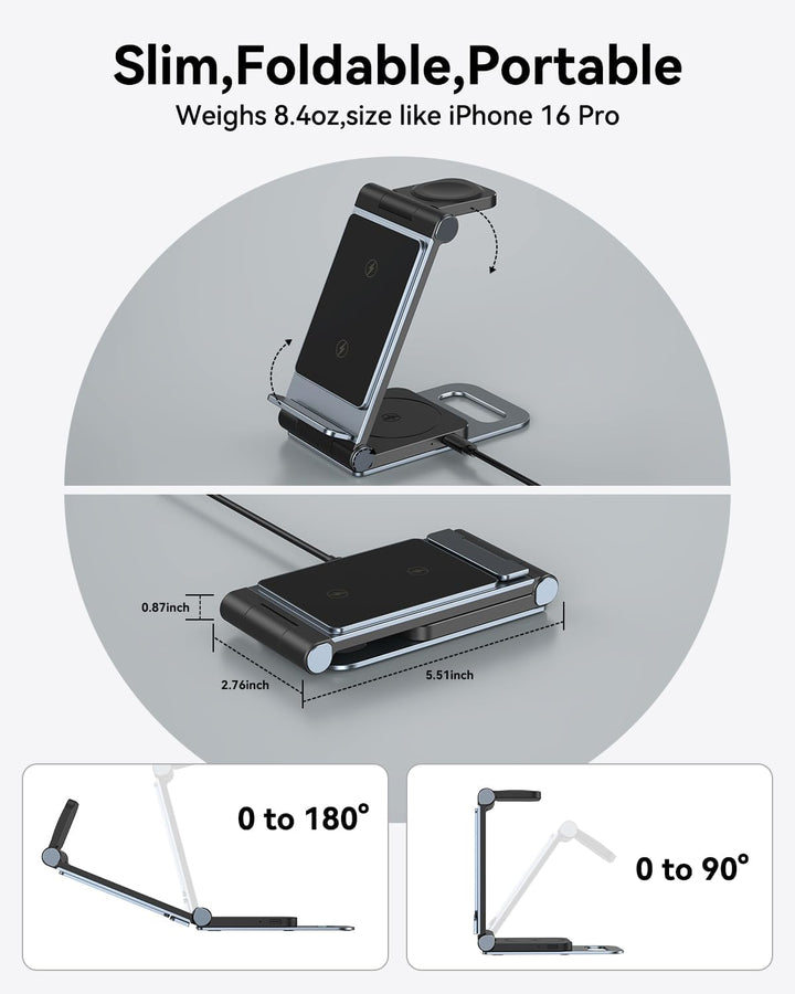 3 in 1 Ladestation für Apple Watch und iPhone Faltbare Reise für Apple Wireless Charger für iPhone 1