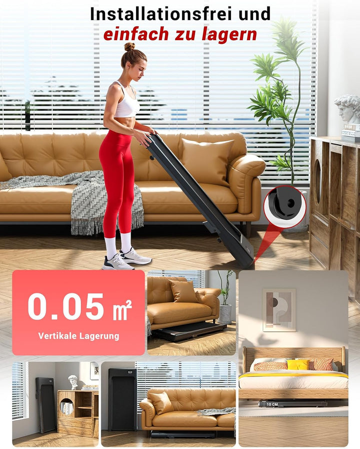 Superun Walking Pad mit Steigung 6%, Laufband für Zuhause mit App max 6km/h und 12km/h Version, Schr