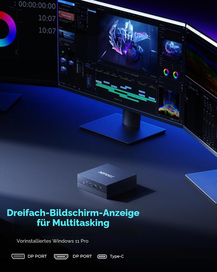 NiPoGi Mini PC Dual Ethernet PCAMD Ryzen 5 5675U(6C/12T) Kleiner PC, 16GB RAM(Dual Channel) 512GB SS