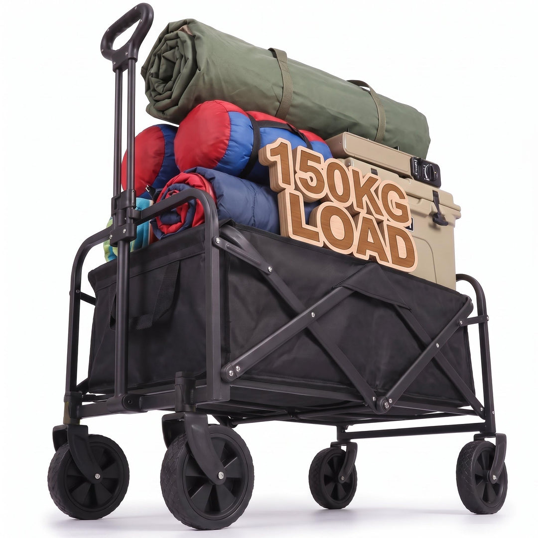 Faltbarer Bollerwagen, 150 kg, 360° Räder, Handwagen für Strand &amp; Garten | Bequem transportieren sta