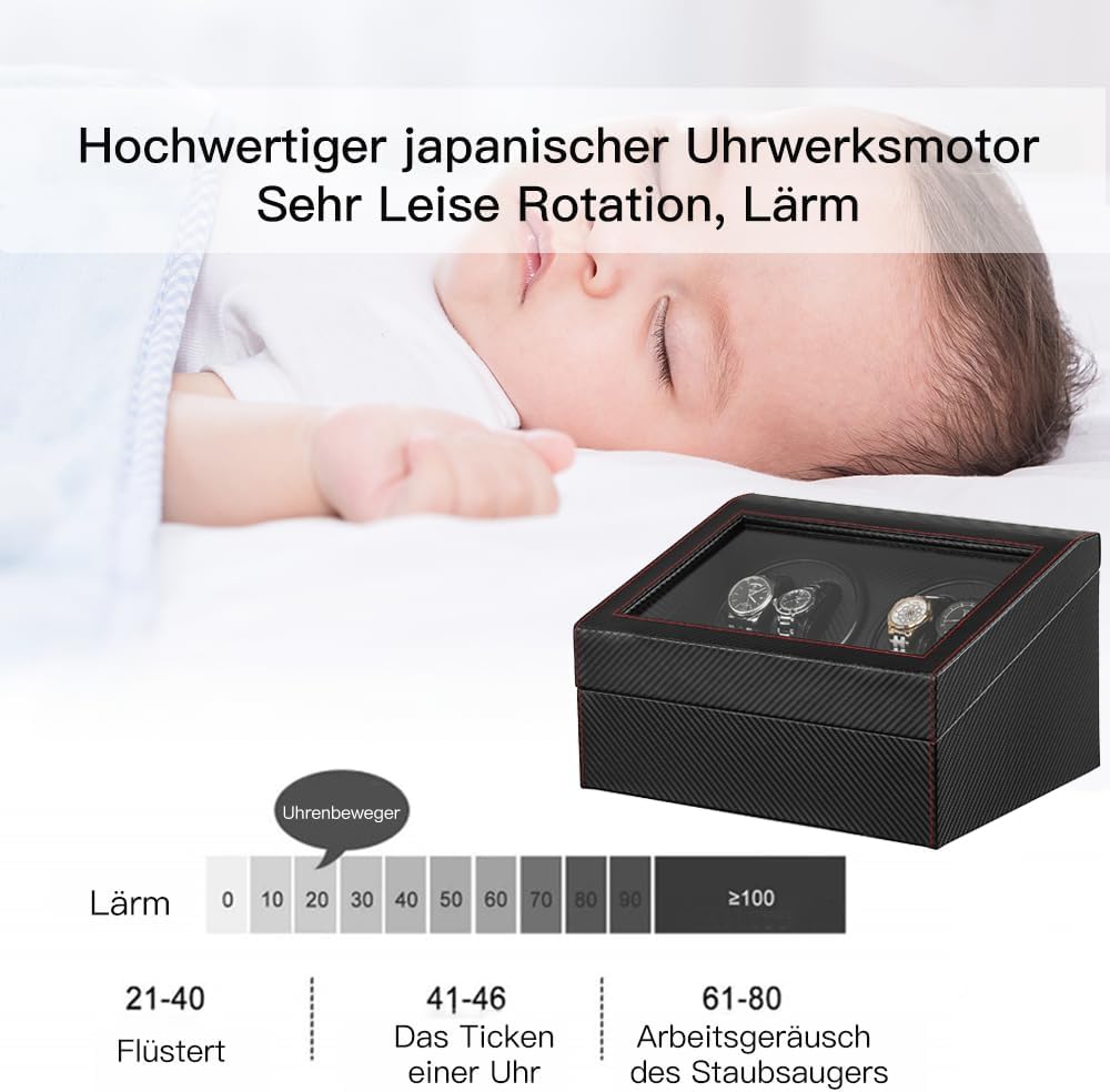 LINGFANSTORE Automatische Uhrenbeweger Box,luxuriöser Uhrenbeweger,Uhrengehäuse mit leisem Mabuchi M