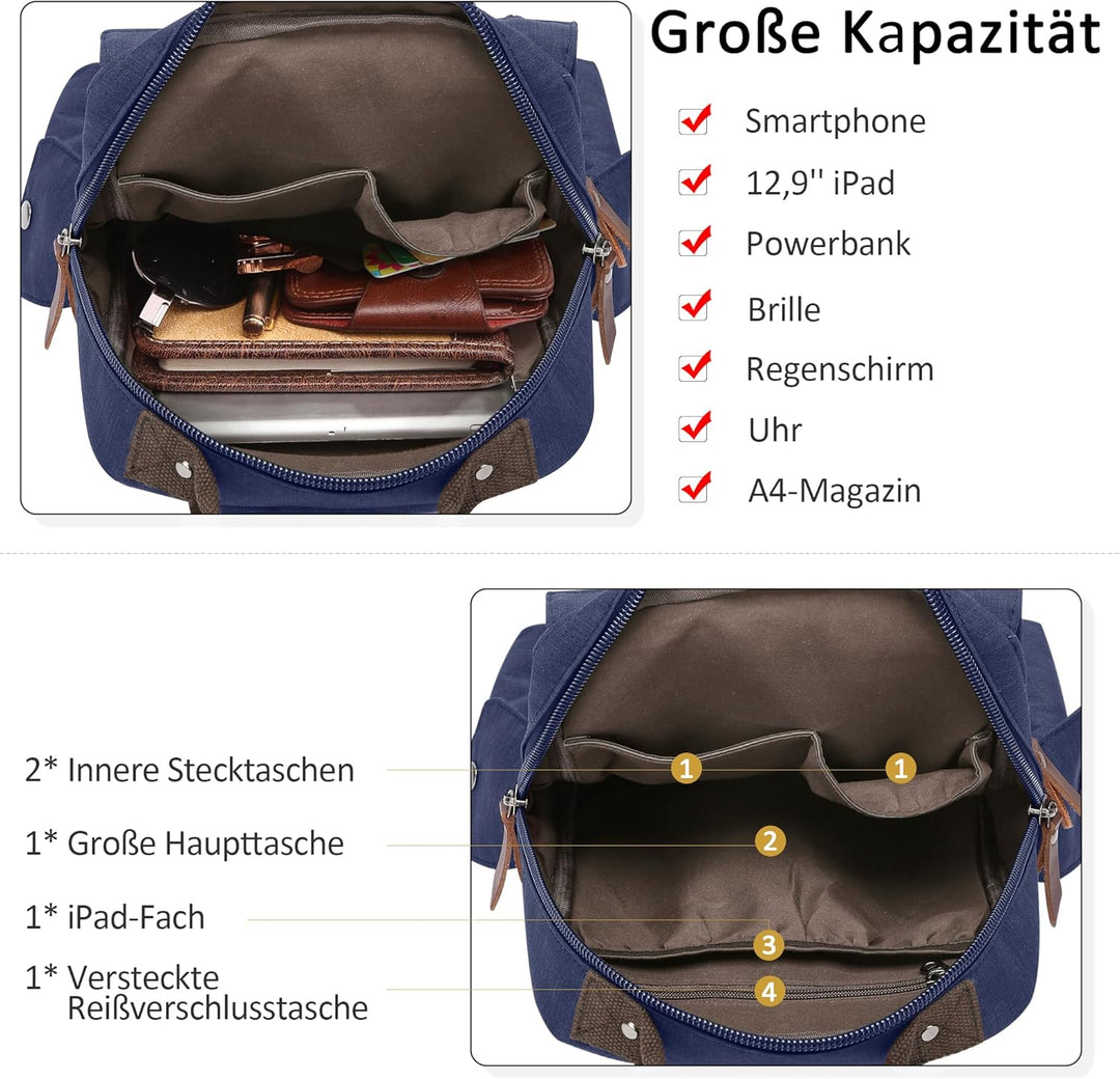 DORRISO Brusttasche Herren Mode Grosse Kapazität Schultertasche für 10,9 Zoll iPad mit Griff Mehrere