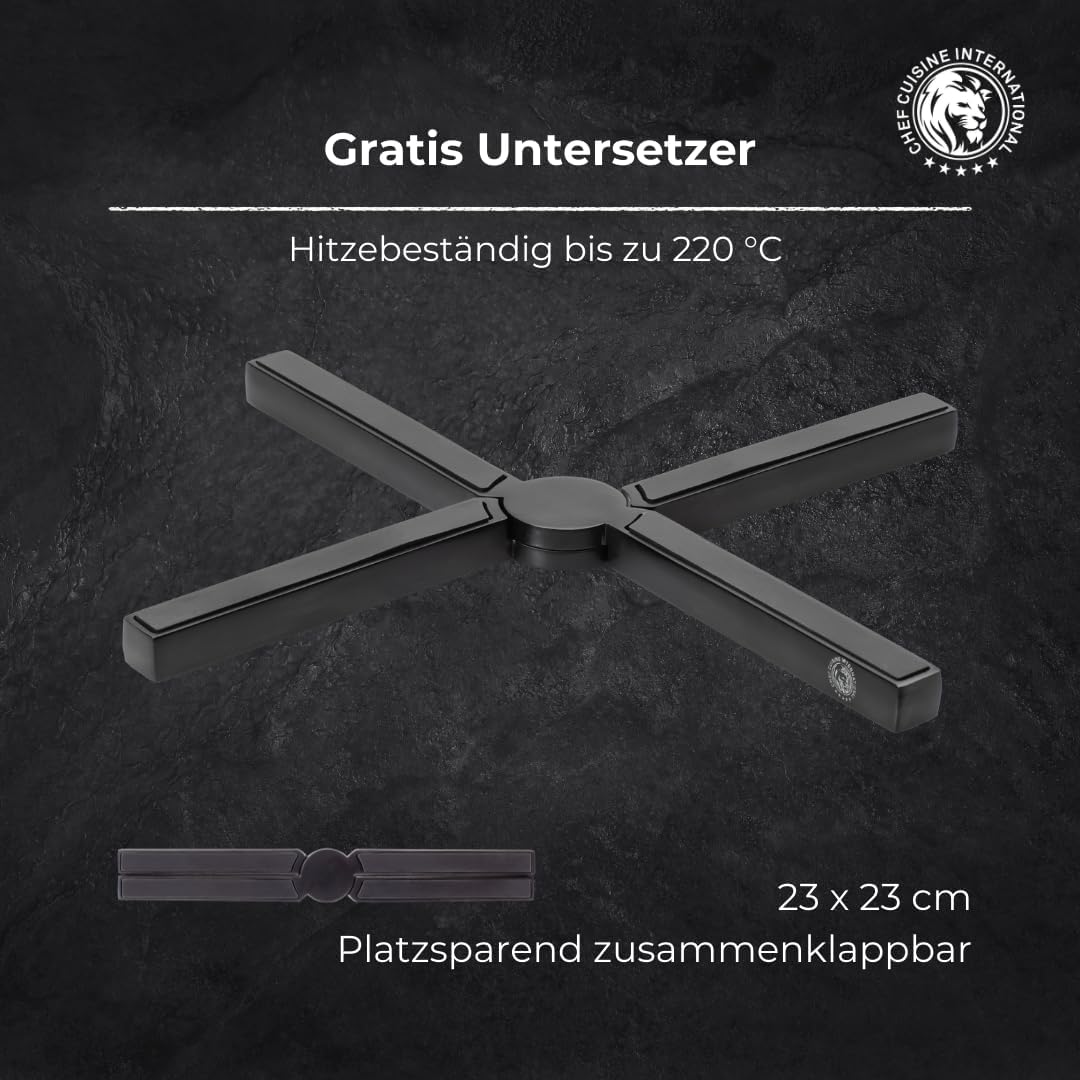 CHEF CUISINE Topfset, 3-tlg., Ø 16/20/24 cm, Glasdeckel, Gratis Topf-Untersetzer, Edelstahl, Alumini