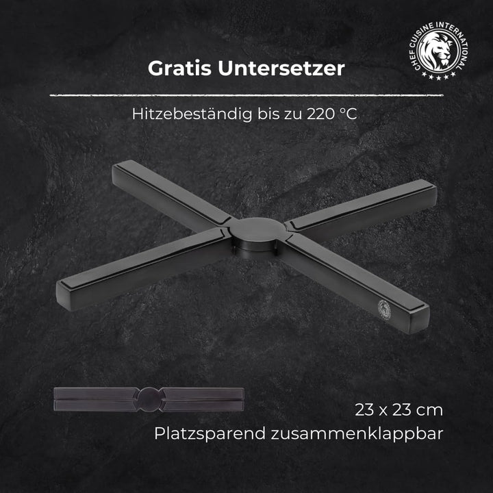 CHEF CUISINE Topfset, 3-tlg., Ø 16/20/24 cm, Glasdeckel, Gratis Topf-Untersetzer, Edelstahl, Alumini