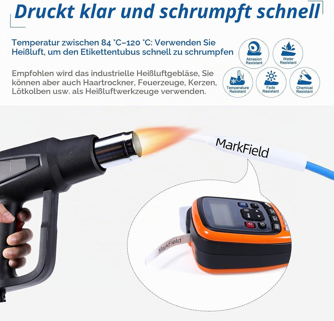 MarkField Kompatible Schriftband Schrumpfschlauch HSe-211 HSe211 5.8mm Bänder Schwarz auf Weiss Komp