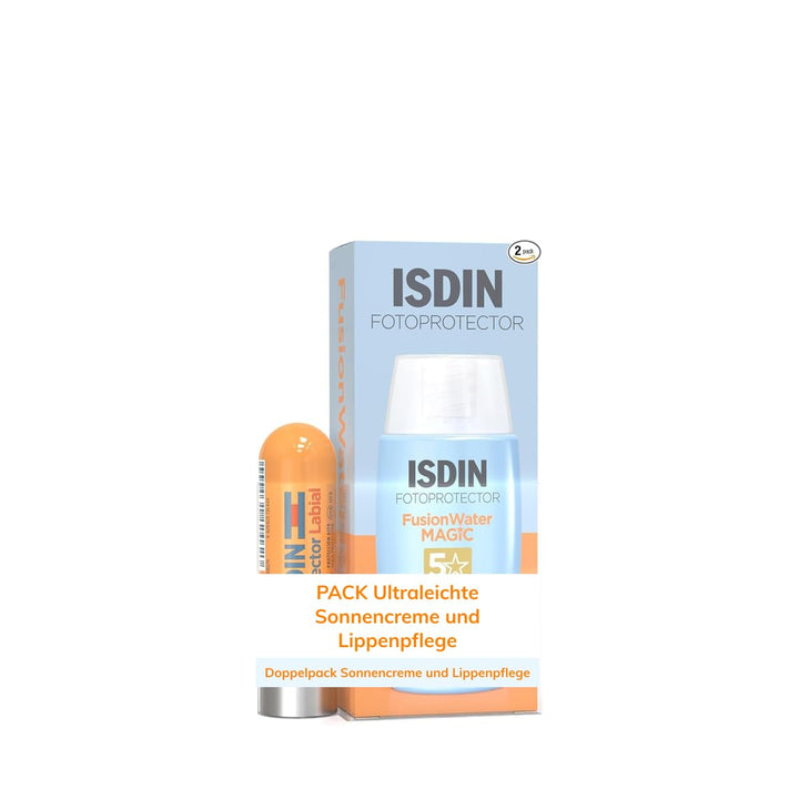 ISDIN Pack FusionWater MAGIC LSF 50, ultraleichte Sonnencreme für das Gesicht mit Wasserformel, 50 m