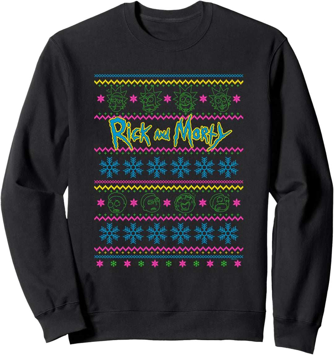 Weihnachten Adult Swim Rick & Morty Christmas Faces Sweatshirt