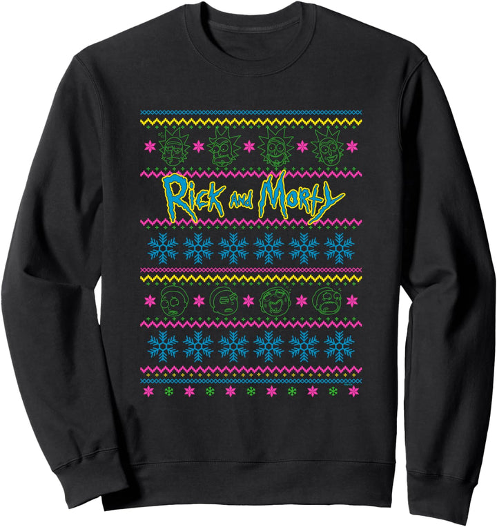 Weihnachten Adult Swim Rick & Morty Christmas Faces Sweatshirt