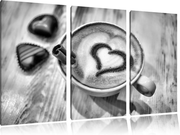 Pixxprint Kaffee Cappuccino als Leinwandbild/Grösse: 3 Teilig (120x80) cm/Wandbild/Kunstdruck/fertig